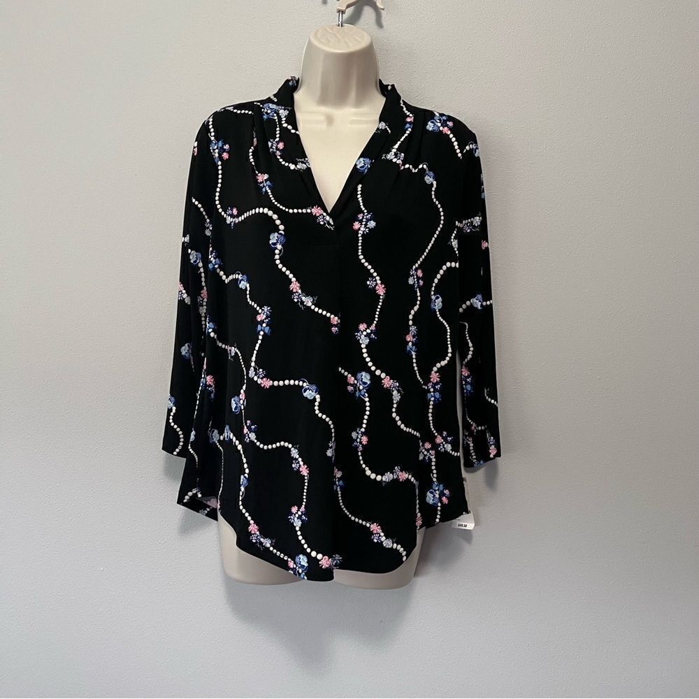 Charter Club Floral And Bead Design Blouse Size S Nwt!